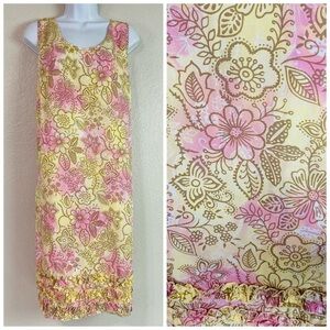 Blue Ginger Pink/Yellow Floral Tank Shift Dress Size L